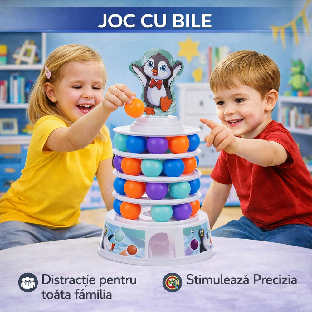 Joc de indemanare, Skiing penguin, Plastic, Multicolor