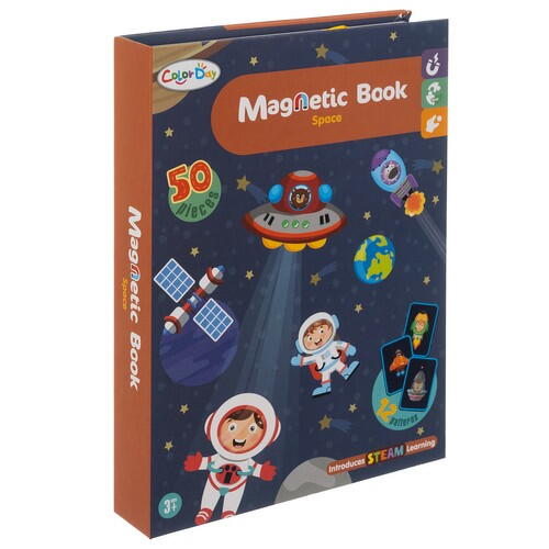 Carte tip Puzzle Magnetic , Set 50 magneti, 6 Cartonase Duble, Tema cosmos