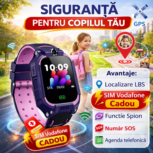 SmartWatch pentru copii cu functie telefon (SIM), Camera, Localizare LBS, Apelare SOS, Agenda telefonica S276 + 🔥 SIM VODAFONE CADOU 🔥