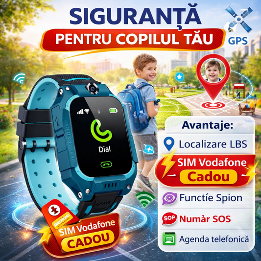 SmartWatch pentru copii cu functie telefon (SIM), Camera, Localizare LBS, Apelare SOS, Agenda telefonica S275 + 🔥 SIM VODAFONE CADOU 🔥
