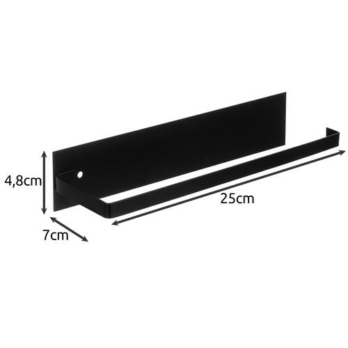 Suport rola prosoape de hartie buacatarie montat pe perete, Din otel inoxidabil, Suport pentru folie de plastic, Suport pentru agatat prosoape, 26 cm, Negru