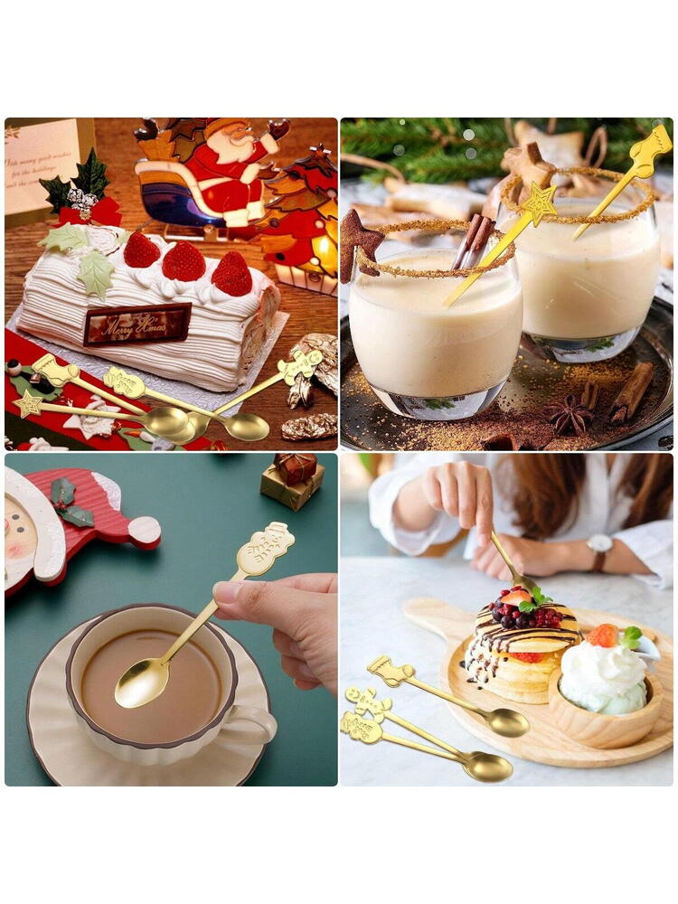 Set 4 lingurite, tematica de Craciun, Auriu