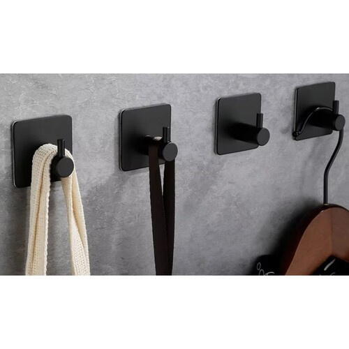 Set 4 Suport cu Adeziv pentru Prosoape, Dimensiuni 4,5 x 4,5 x 2,5 cm, Rezistent la Umiditate, Rugina, Ideal pentru Bucatarie, Baie, Otel Inoxidabil, Sarcina 3 Kg
