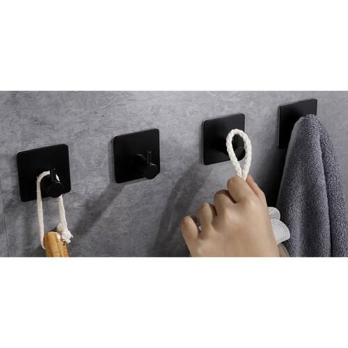 Set 4 Suport cu Adeziv pentru Prosoape, Dimensiuni 4,5 x 4,5 x 2,5 cm, Rezistent la Umiditate, Rugina, Ideal pentru Bucatarie, Baie, Otel Inoxidabil, Sarcina 3 Kg