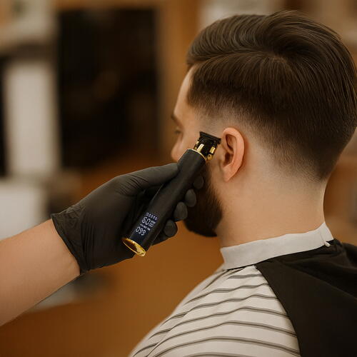 Masina Profesionala de Tuns Barba Si Contur, Fara Fir, Marimi Reglabile, Lama Inox, Negru