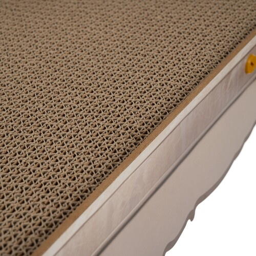 Canapea pentru ascutit gheare pisici, carton presat stratificat, dimensiune totala 32 x 29 x 60 cm, Crem