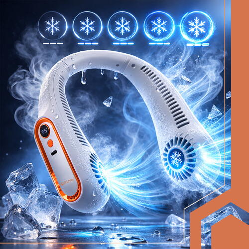 Ventilator portabil de gat, fara pale, 5 viteze, LED, USB-C, 18.5 x 18.5 cm, ABS, culoare Alb
