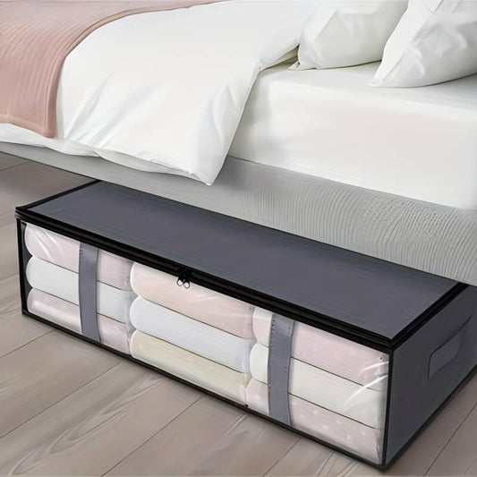 Geanta depozitare haine sub pat, Inchidere cu fermoar, Rezistent la praf si umiditate, Durabil, Respirabil, Usor de pliat si curatat, 60*45*15cm, Negru