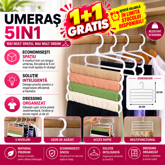 1+1 GRATIS Umeras pentru organizare cu 5 etajere