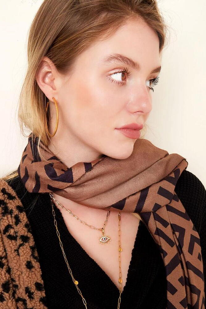 Colier Inox Si Zirconiu In Forma De Ochi, Auriu