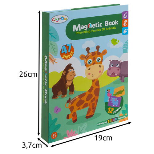 Carte tip Puzzle Magnetic , Set 47 magneti, 6 Cartonase Duble, Tema Animale