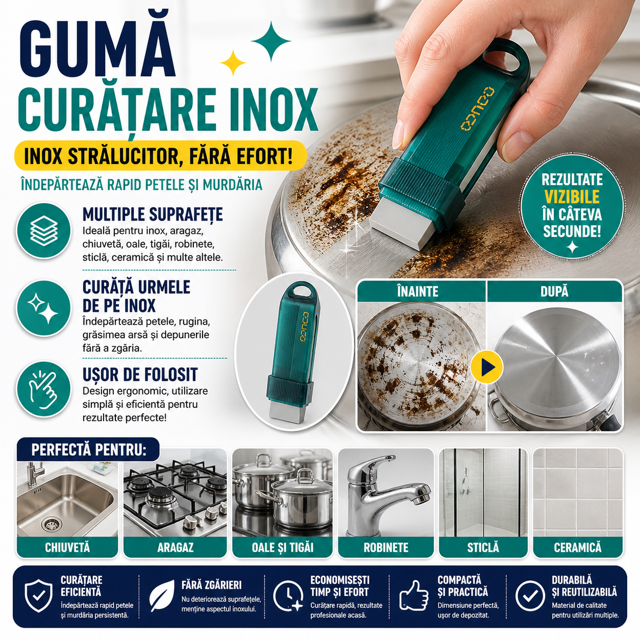Guma pentru curatare baterie chiuveta si inox