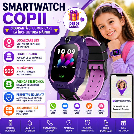 SmartWatch pentru copii cu functie telefon (SIM), Camera, Localizare LBS, Apelare SOS, Agenda telefonica S276 + 🔥 SIM VODAFONE CADOU 🔥