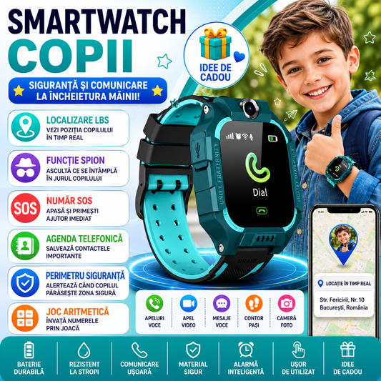 SmartWatch pentru copii cu functie telefon (SIM), Camera, Localizare LBS, Apelare SOS, Agenda telefonica S275 + 🔥 SIM VODAFONE CADOU 🔥
