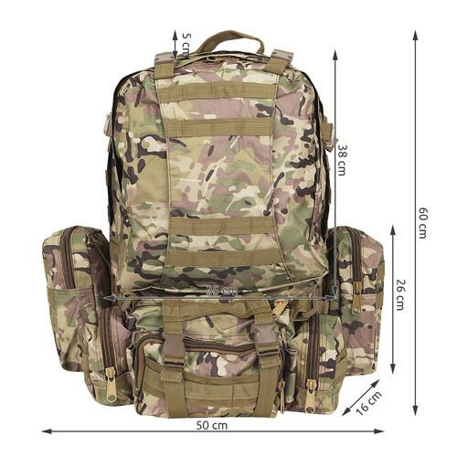 Rucsac Militar 45L cu 3 Genti Detasabila, Sistem MOLLE, Impermeabil