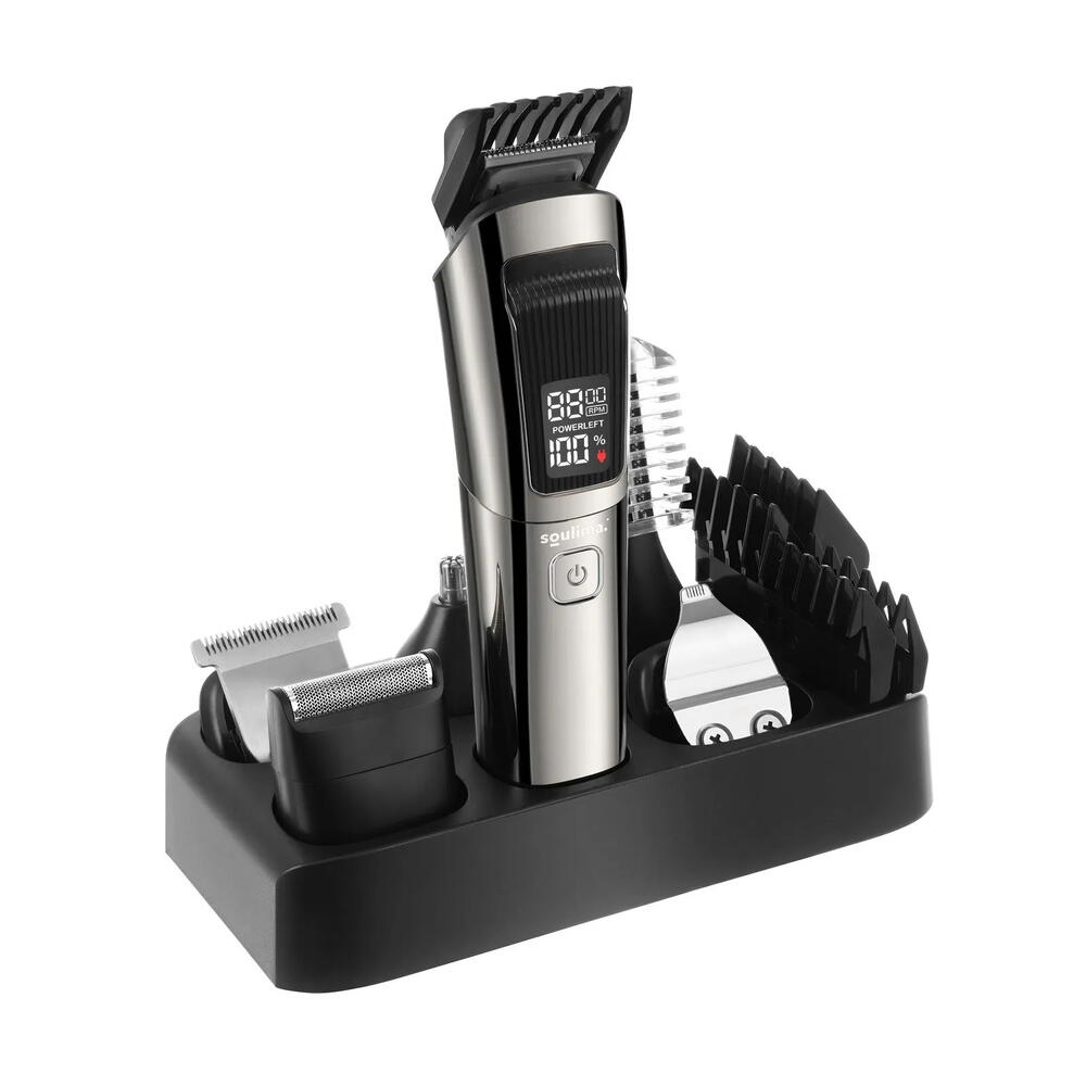 Masina de Tuns Barba si Parul 10  in 1, RapidCut, Autonomie 90 min, Nas, Urechi, Suport, Acumulator