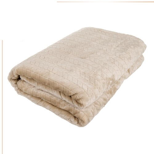 Patura electrica incalzita, Moale, Dubla, 180 x 130 cm, 10 trepte temperatura, Temporizator, Telecomanda cu afisaj, Spalare masina, Bej