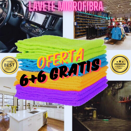 OFERTA 6+6 GRATIS Lavete microfibra, 30x30 Cm, Multicolor