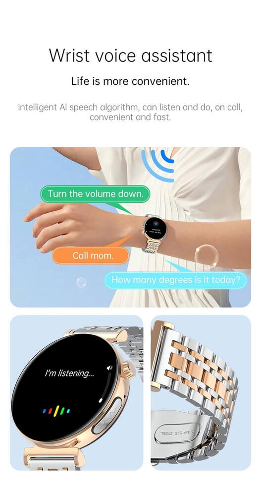 SmartWatch cu Apel Bluetooth, Glucometru, Analiza Impedantei Bioelectrice, EKG, HRV, Ciclu Menstrual, Nivel Radiatii, Temperatura Corporala, Ritm Cardiac, Nivel Oxigen, Tensiune Arteriala S763