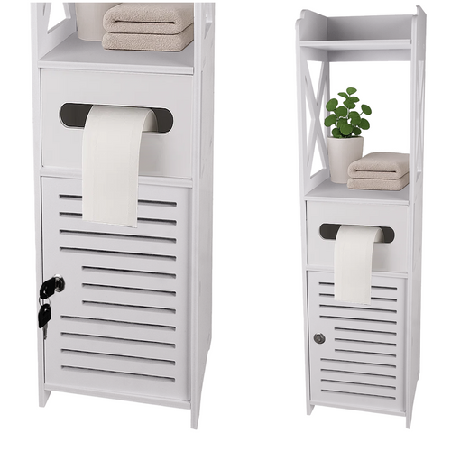 Dulap baie ingust, Suport hartie igienica, Raft Depozitare, 80 x 20 x 21 cm