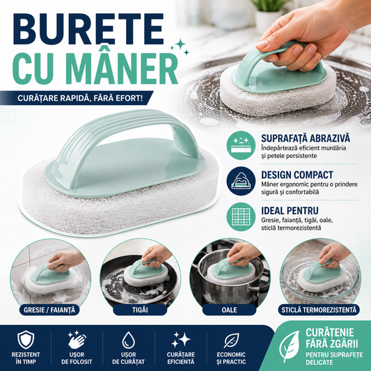 Burete de curatat cu maner, Suprafata dura, Bleu