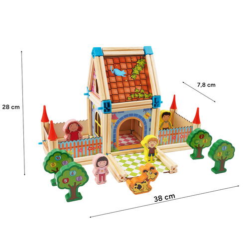 Set constructie din lemn cu 268 piese pentru copii, Micul Arhitect, Educativ si interactiv