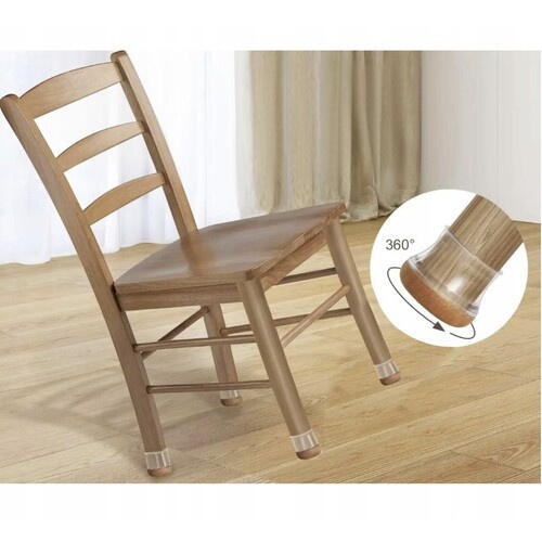 Set 4 protectii picioare mobilier, Anti-derapante, Silicon, Transparente, Rotunde