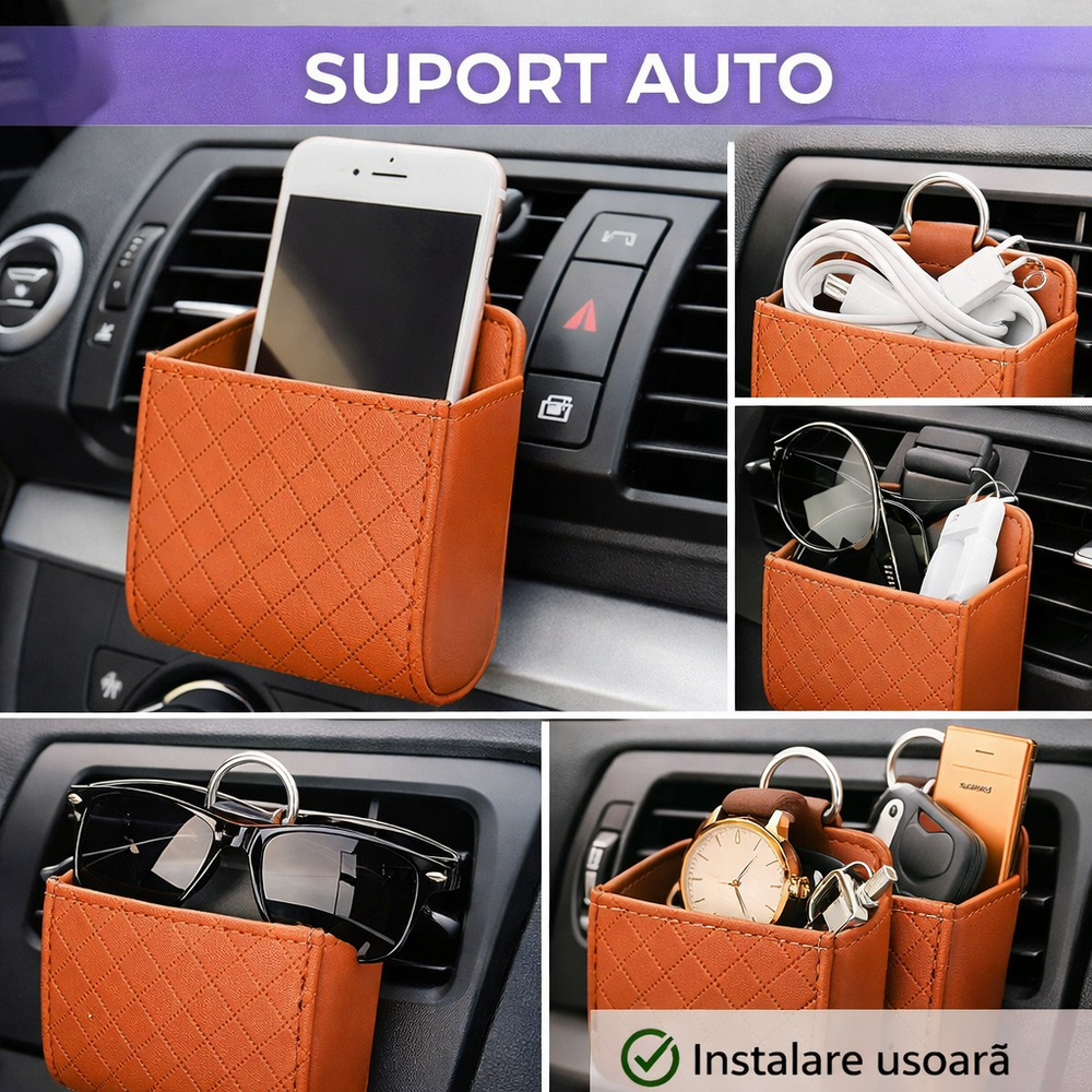 1+1 GRATIS Suport auto universal, montare grila ventilatie, Maro