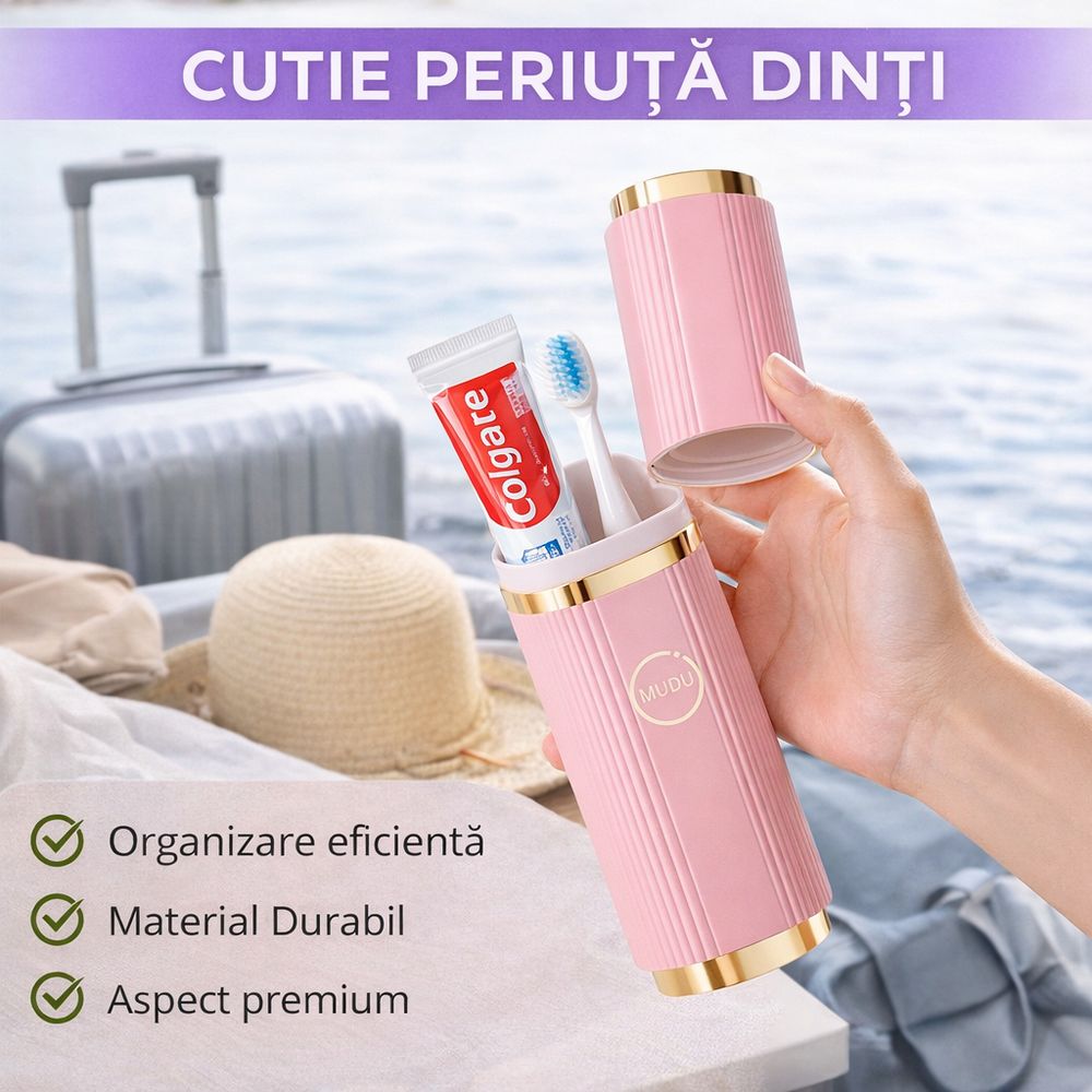 Cutie protectie periuta si pasta de dinti, Roz