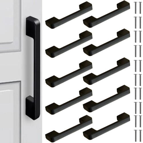 OFERTA 5+5 GRATIS Manere mobilier, Aluminiu, Negru Mat, Distanta dintre orificii 9.6 cm