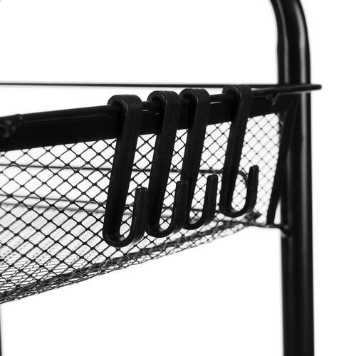 Raft mobil pentru bucatarie sau baie, Organizator, Metalic, 3 rafturi, 2 roti cu blocare, 65 x 25 x 44 x cm, Negru