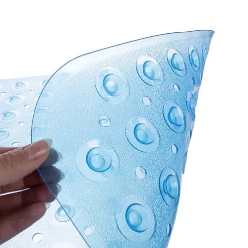 Covoras antiderapant pentru cada si baie, Prindere cu ventuze, Albastru transparent, 100 x 40 cm