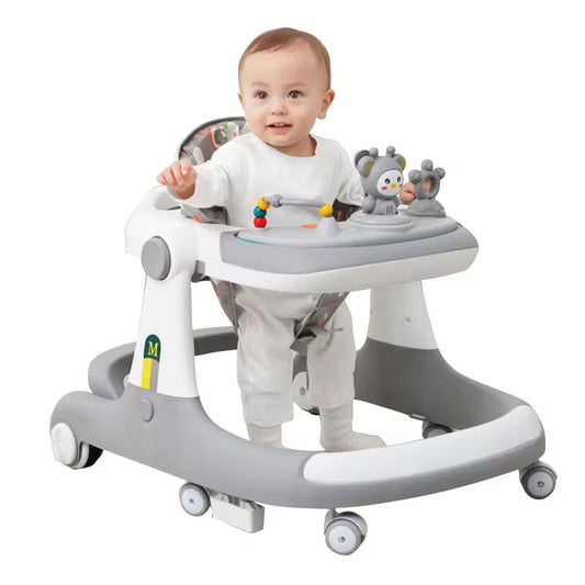 Premergator Reglabil pentru Bebelusi cu Varsta intre 12-18 Luni, Antemergator, Spatar Ergonomic, Pliabil cu 3 Jucarii, Material Respirabil, Greutatea Maxima Suportata 30 kg, Gri