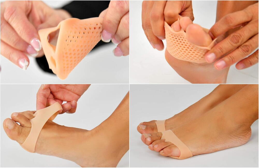 Branturi Pentru Metatarsiene, Separator Corectie Pozitie Degete Picior, Respirabil, Reutilizabil, Impotriva alunecarii, Reducerea socurilor, Silicon, Culoarea pielii