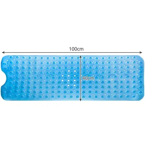 Covoras antiderapant pentru cada si baie, Prindere cu ventuze, Albastru transparent, 100 x 40 cm