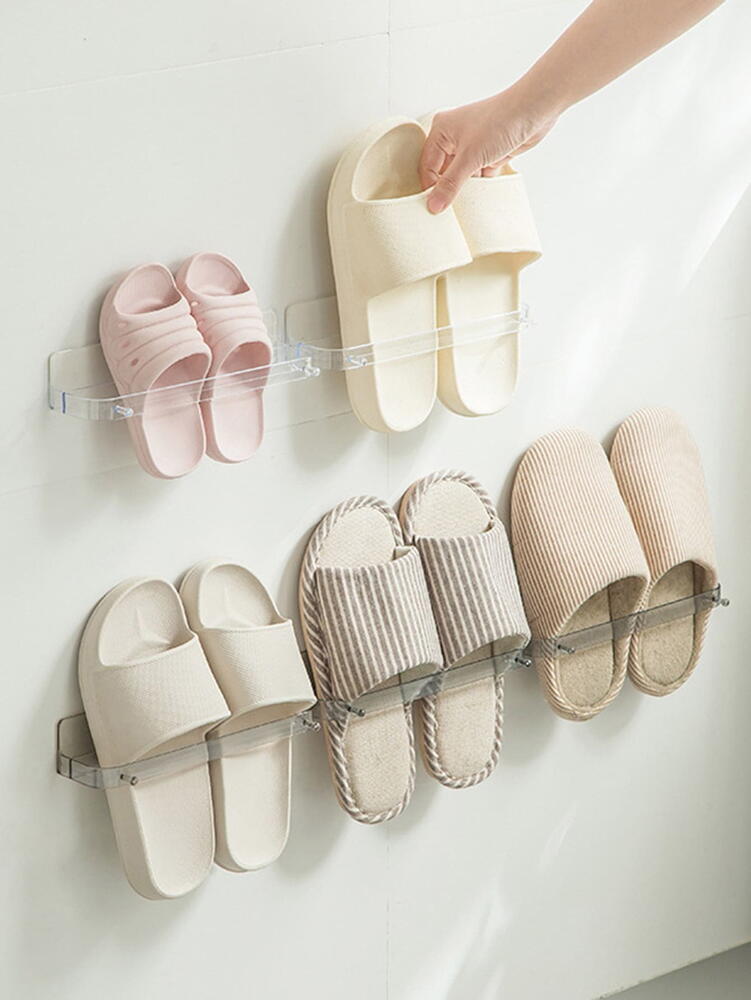 Suport pentru papuci, prindere cu sistem dublu adeziv inclus, Transparent