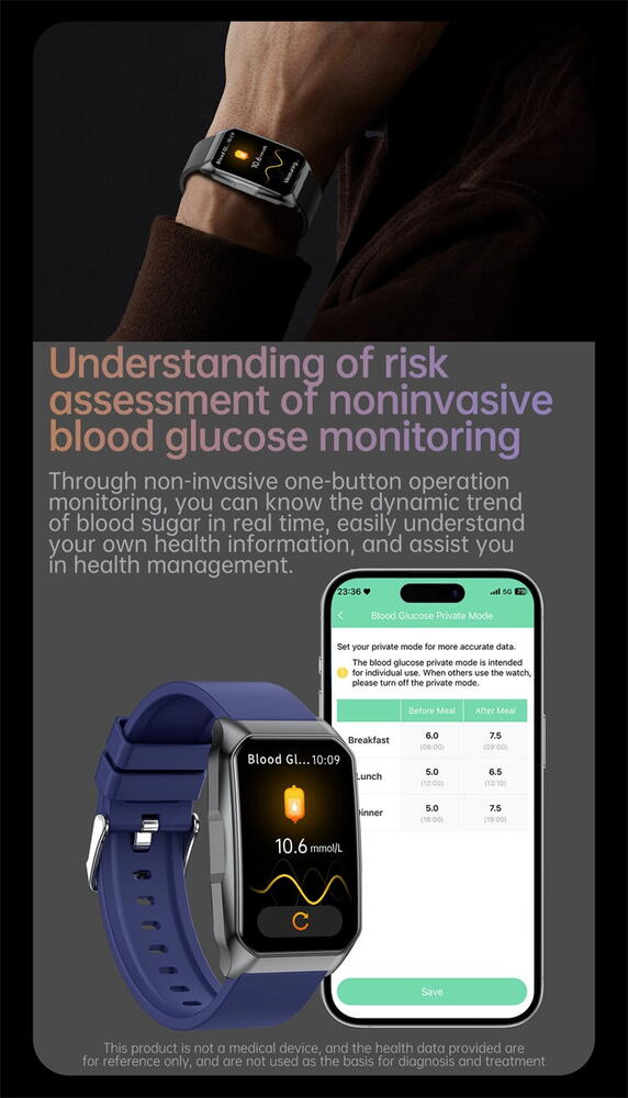 SmartWatch cu Senzor Glucometru, Ritm Cardiac, Nivel Oxigen, Tensiune Arteriala, Apel Bluetooth, Calculator, Moduri Sport, Calorii, Vreme, Ciclu Menstrual, Nivel Stres S834