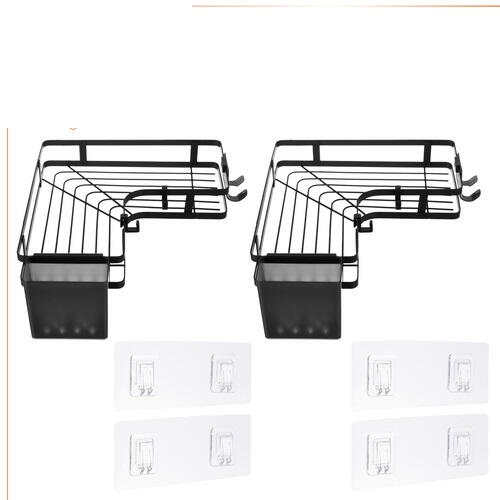 OFERTA 1+1 GRATIS Set Raft de Dus cu Etajere Colt pentru Baie, din Otel Inoxidabil, Organizator Baie cu Montare Usoara fara Gaurire, Design Modern, Negru