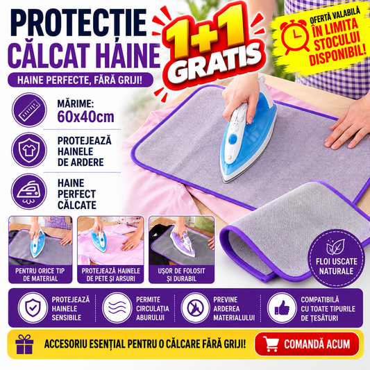 1+1 GRATIS Plansa protectoare pentru calcat haine delicate cu orificii pentru trecerea aburilor, 40x60 cm