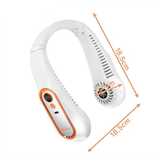 Ventilator portabil de gat, fara pale, 5 viteze, LED, USB-C, 18.5 x 18.5 cm, ABS, culoare Alb