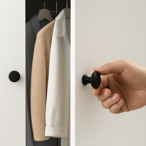 Set 10 manere pentru mobilier, Versatile, Pentru usi si sertare, Accesorii montare incluse, 3 x 2.6 cm, Negru mat