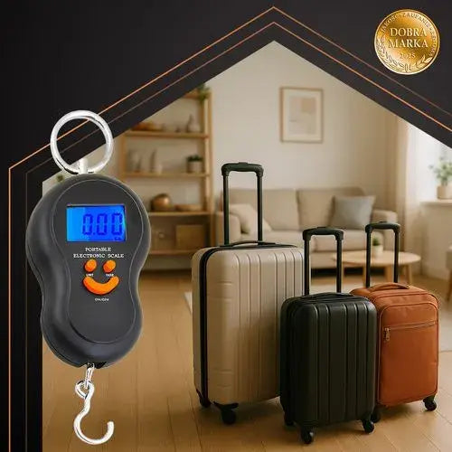 Cantar digital suspendat pentru bagaje si pescuit, cu carlig, capacitate maxima 50 kg, afisaj LCD, functie HOLD, 21 x 7 cm