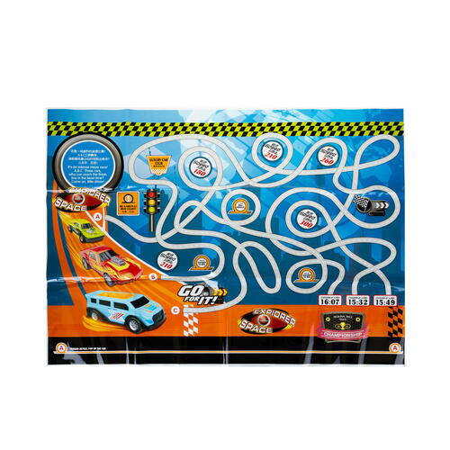 Set de joaca, Camion cu Masinute, Mega transportator de 6 masini, Echipament cu 3 platforme, 30x11.5x7 cm