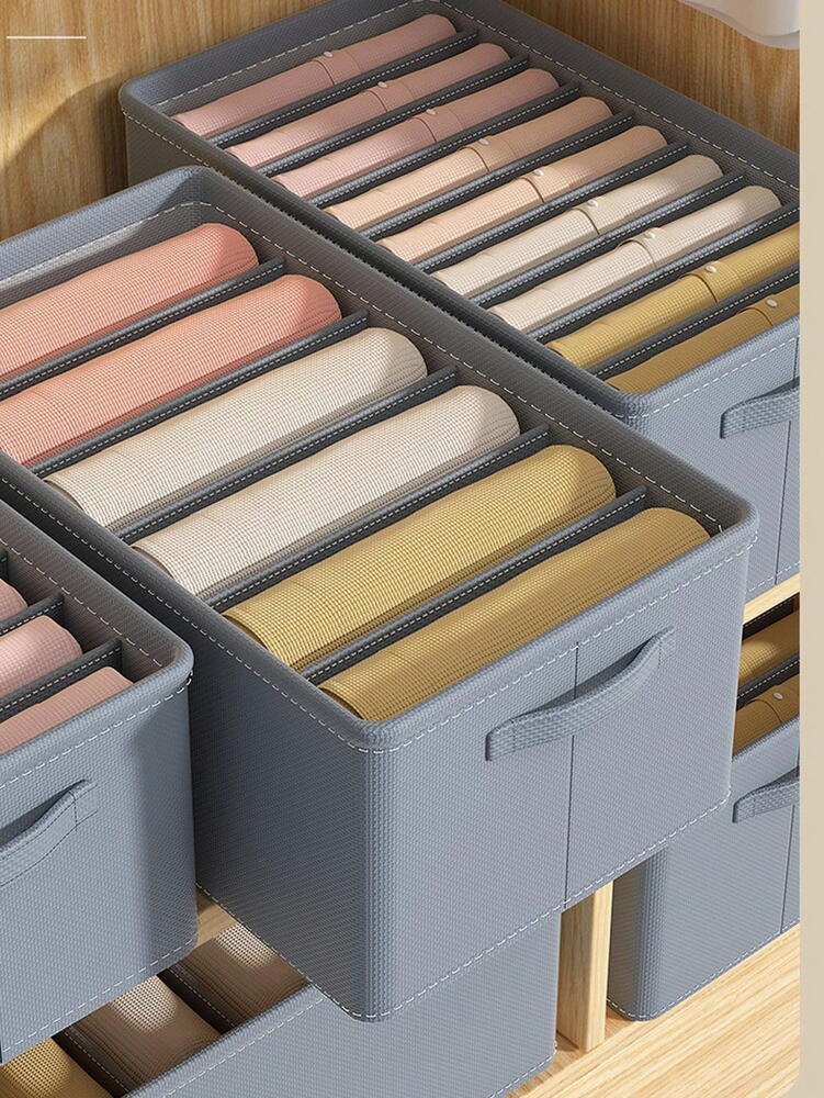 Organizator imbracaminte cu 9 compartimente pentru blugi, pulovere, camasi, 44x25x20 Gri