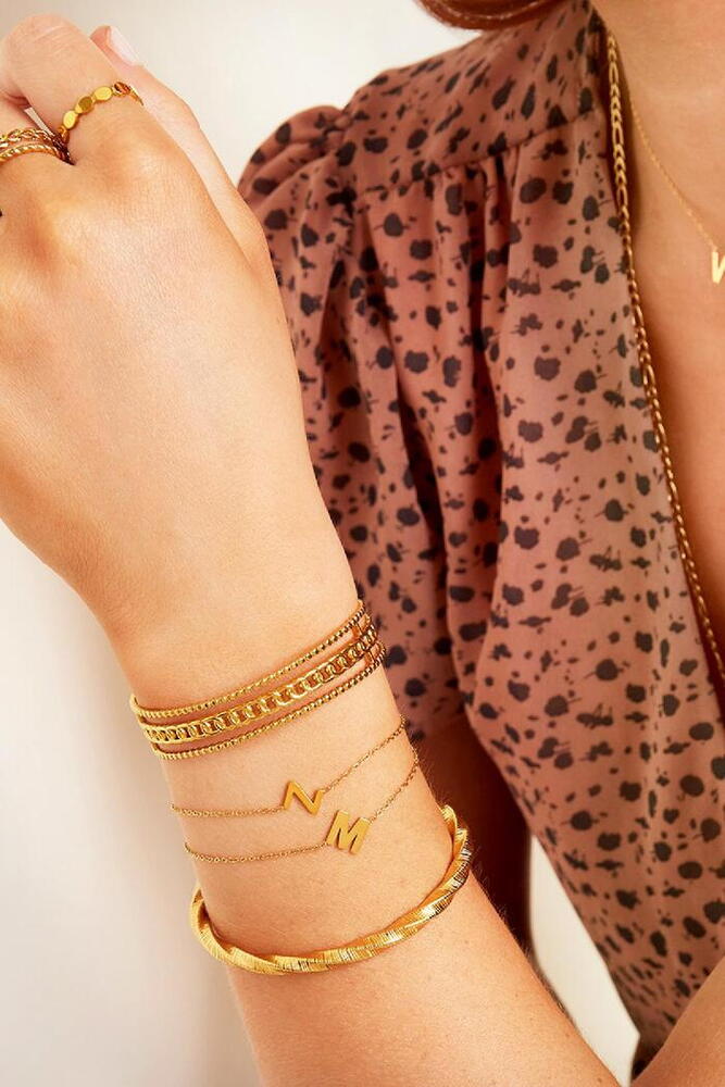 Bratara Inox Cu Initiala Litera U, Auriu