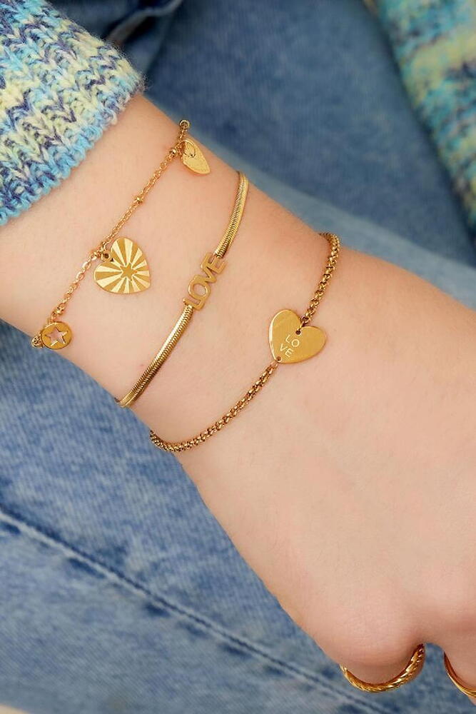 Bratara Inox Heart Coins, Auriu