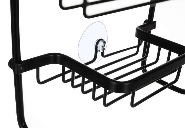 Etajera pentru Baie - Din Aluminiu, Montare prin Suspendare, 3 Compartimente, Negru