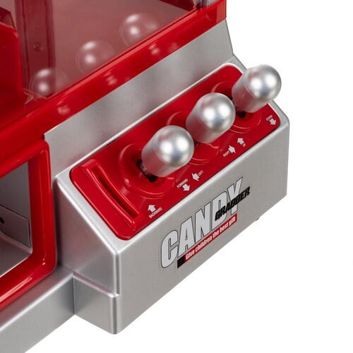 Jucarie interactiva macara cu gheara pentru prinderea dulciurilor, Candy Grabber, Monede incluse, cu baterii, 31 x 17 x 22 cm, Rosu / Argintiu