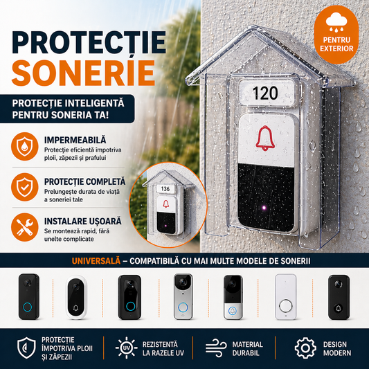 Husa protectie sonerie wireless, Impermeabila Exterior, Transparent