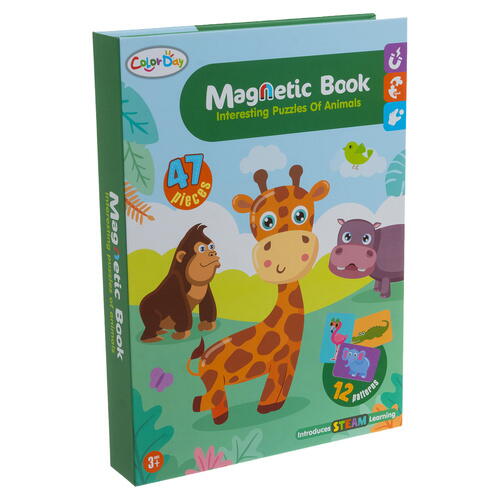 Carte tip Puzzle Magnetic , Set 47 magneti, 6 Cartonase Duble, Tema Animale